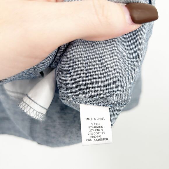 Drew Womens Lagenlook Coastal Work Career Academia Chambray Linen Blend Blazer L - Picture 4 of 7